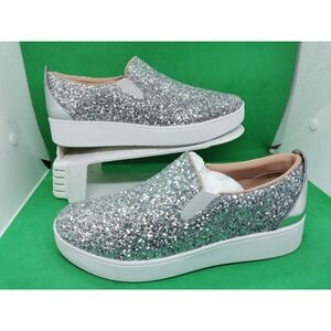 FitFlop Womens Lulu X27-011 Silver Glitter Sparkly Comfortable Shoes Size 7